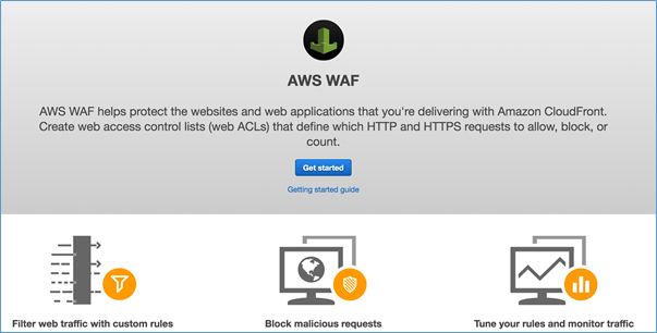 Screenshot of the AWS WAF console