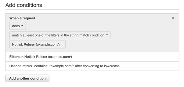 Image of specifying logic behind how conditions are applied